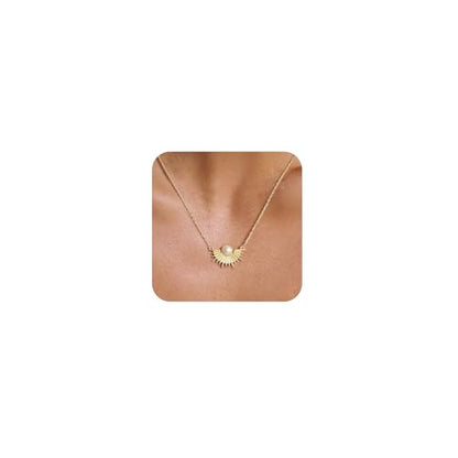 CHESKY Layered Necklaces for Women Trendy, Dainty 14k Gold Plated Pendant Necklace Layering Necklace for Women Non Tarnish Hypoallergenic Sun Gold Necklace Stack Gold Jewelry for Women Gifts - style: Sun-TE