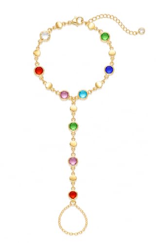 3PCS 14K Gold-Plated Hand Chain Bracelets for Women, Stack Bracelets Set Adjustable, Trendy Dainty Ring Bracelet Hand Chain - color: gold-3-set