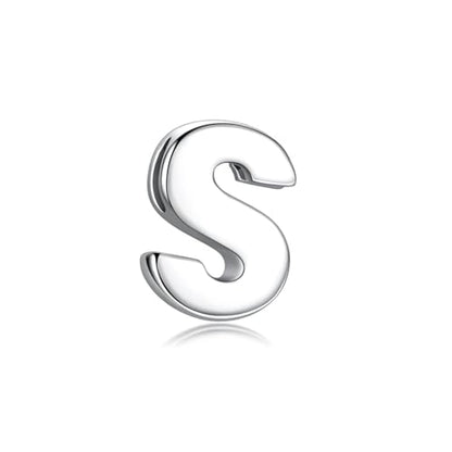 CANDYFANCY Initial Pendant 925 Sterling Silver Letters Personalized Alphabet Pendant Fit 1mm Box Chain - color: Alphabet S Pendant