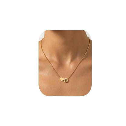 18K Real Gold Plated Heart Initial Necklace for Women-Personalized A-Z Letter Pendant on Durable Stainless Steel Box Chain (16+2.5 inch Adjustable) Hypoallergenic Everyday Jewelry Gift Boxed for Mom Wife - style: Gold:O