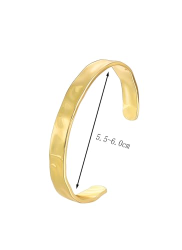 Gold Cuff Bracelets for Women Hammered Irregular Cuff Bracelet Chunky Adjustable Open Bangles Gold Textured Arm Cuff Fashion Jewelry Gifts