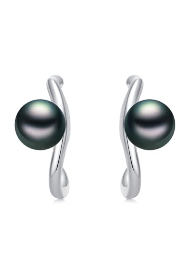 Tahitian Black Pearl Earrings Stud 925 Sterling Silver Black Pearl Earrings Birthday Jewelry Gift for Women Mom Wife Her