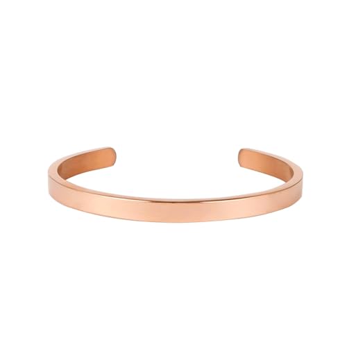 Stainless Steel Open Bangle Bracelet for Women 6mm/8mm Fashion Adjustable Wristband - color: C-Rose Gold, size: 6mm