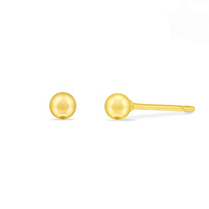 Boma Jewelry Sterling Silver 14KT Gold Plated Ball Stud Earrings 3MM
