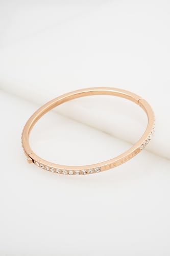 Ted Baker London Claudia Narrow Crystal Hinged Bangle Bracelet for Women - color: Rose Gold/Crystal