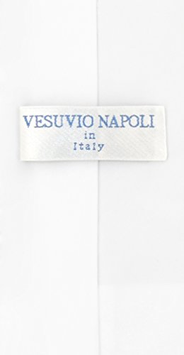 Vesuvio Napoli PreTied Men's Necktie Solid Color Mens Adjustable Zipper Neck Tie - color: White