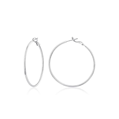 2MM S925 Sterling Silver Hoop Earrings Thin Gold Large Hoop Earring Lightweight Hypoallergenic Big Silver Thin Hoops Earring Gold Hoops Earrings for Women 30/40/50/60 MM - color: 60mm-Silver-1