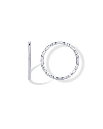 PAVOI Clicker Hoop Earrings for Women & Men, 14K Gold Plated Hinged Huggies | Hypoallergenic Titanium Piercing Earrings, Piercing Jewelry Cartilage Helix Nose Ring Tragus Rook Septum 16-18-20 Gauges - color: Titanium, size: 20 Gauge 10mm