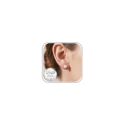 S925 Silver Natural Freshwater Cultured Pearl Stud Earrings Women,5.5-10mm
