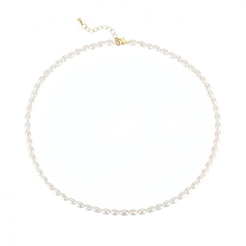 White Genuine Freshwater Cultured Pearl Necklace For Women And Men | Full Sizes from 3mm to 14mm Freshwater Pearls, AAA Grade & Above, A Love Gift Choice For Anniversaries And Birthdays - size: 4mm