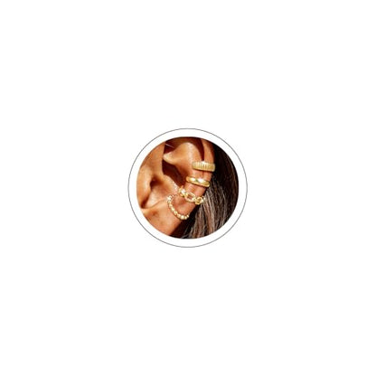 14K Gold/Silver Plated Ear Cuffs Non Piercing Set Clip On Dainty | Non Pierced Ear Cuff, Stackable Small Cartilage Hoop Huggie Set, Tarnish Resistant Hypoallergenic Trendy Jewelry Gift - style: gold style 15