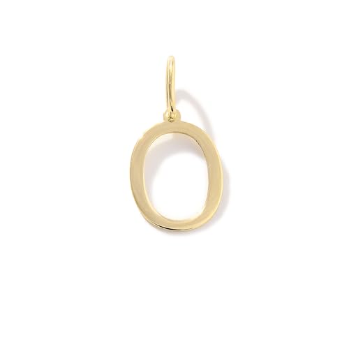 14K Solid Gold Initial Letter Charm Pendant for Women - Personalized Block Letter Add On Charm (A to Z All Letters) - color: O