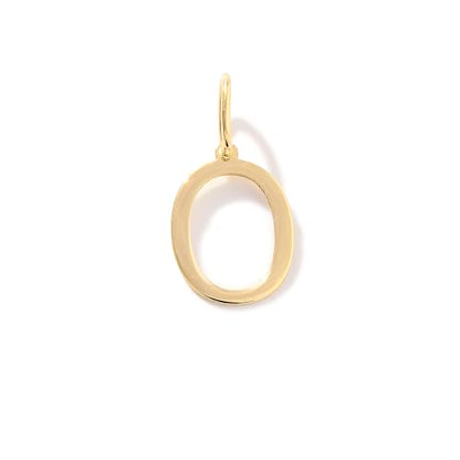14K Solid Gold Initial Letter Charm Pendant for Women - Personalized Block Letter Add On Charm (A to Z All Letters) - color: O