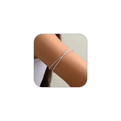 Todenb Upper Arm Cuff for Women Minimalist Adjustable Arm Band Gold Silver Arm Cuff Multi-Layer Arm Bracelet Upper Arm Jewelry - color: Silver Cross