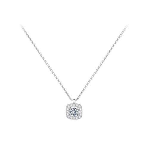 Silver Square Diamond Necklaces for Women Dainty Sparkly Cubic Zirconia Pendant Choker Necklace Gift Trendy