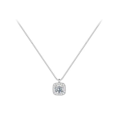 Silver Square Diamond Necklaces for Women Dainty Sparkly Cubic Zirconia Pendant Choker Necklace Gift Trendy