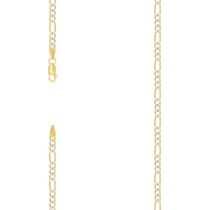 JewelryWeb 925 Sterling Silver Pave Super Flat Figaro Chain Two Tone 3.6mm Anklet Anklet for Women and Men - size: 7 inches