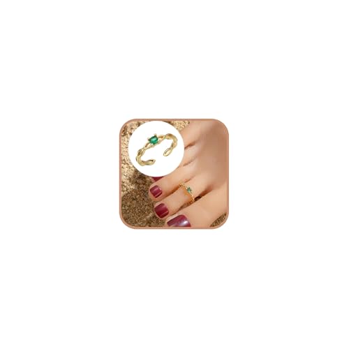 925 Sterling Silver Daisy Toe Ring for Women | 14K Gold Plated Flowers Green CZ Band Open Foot Ring Adjustable Toe Ring Elegant Summer Beach Foot Jewelry Wedding Gifts - color: Green CZ