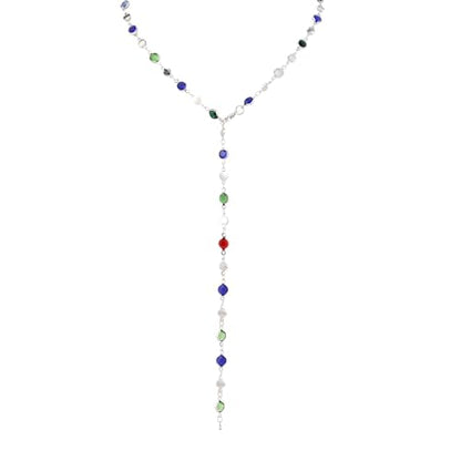 KURTCB Rhinestone Necklace for Women Boho Long Y Lariat Gold Necklace Stack Colorful Summer Beach Jewelry - color: Multi S