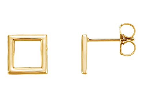 AFFY 14K Gold Plated 925 Sterling Silver Plain Minimalist dainty Stud Earrings Jewelry For Her Women Birthday Gift - color: Square