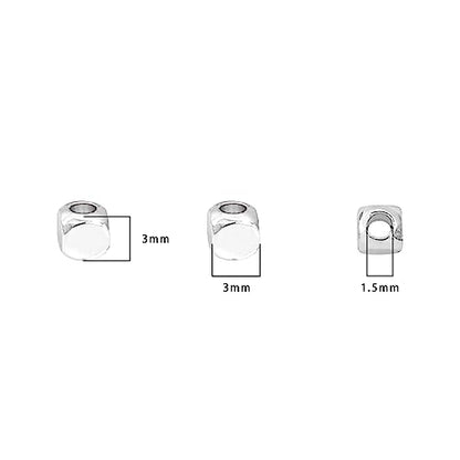 Silver Plated Cube Spacer Beads Round 3x3mm 50pcs for Jewelry Making Findings Non Tarnish - color: Silver, size: 3x3mm Round Cube