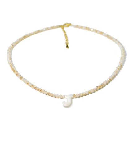 Tanyoyo Initial Necklaces for Women - Trendy Beaded Choker Necklace for Women, Handmade Letter Choker Necklace Jewelry for Women - style: J
