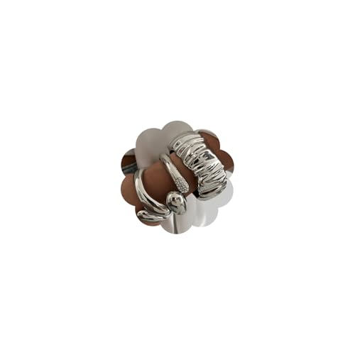 Big Chunky Gold Bracelets Set for Women 3Pcs Cuff Wide Bracelet Trendy High Shine Bracelets Minimalist Open Wide Cuff Bracelets Gold Bangle Bracelet Jewelry for Women - style: B-Silver