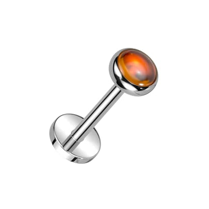 Pierced Owl 18GA ASTM F-136 Implant Grade Titanium Threadless Push-In Bezel Set Natural Stone Flat Back Stud - style: Red Onyx