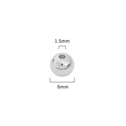 Platinum Plated Round Spacer Beads 6mm 30pcs for Jewelry Making Findings Non Tarnish - color: Platinum, size: 6mm