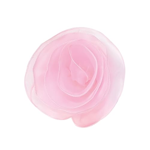10inch Extra Large Flower Brooch Pin for Women Fashion Dainty Organza Satin Fabric Big Camellia Brooches Lapel Pins Wedding Dance Party Dress Accessories Exaggerated Jewelry Gift - color: 6 inch Pink