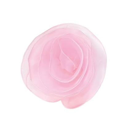 10inch Extra Large Flower Brooch Pin for Women Fashion Dainty Organza Satin Fabric Big Camellia Brooches Lapel Pins Wedding Dance Party Dress Accessories Exaggerated Jewelry Gift - color: 6 inch Pink