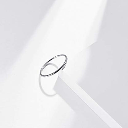 Women's Stainless Steel 1MM Thin Plain Midi Stacking Ring Band Comfort Fit, Size 3 to 10 - color: 1mm Dome - Silver