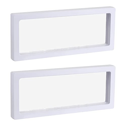MECCANIXITY Floating Frame Display Holder Stand 3D Jewelry Display Box 9.06 x 3.54 x 0.79 inch White for Ring Necklace Bracelet Earring Pack of 2 - color: White, size: 9.06 x 3.54 x 0.79 inch