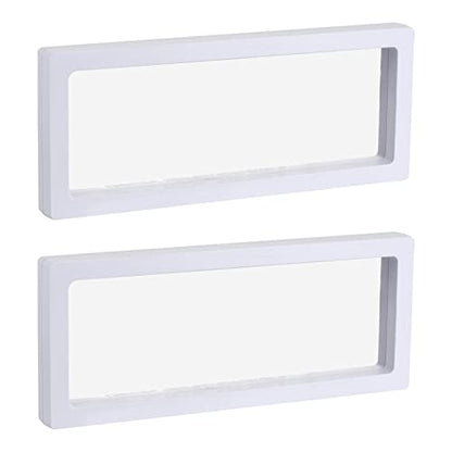 MECCANIXITY Floating Frame Display Holder Stand 3D Jewelry Display Box 9.06 x 3.54 x 0.79 inch White for Ring Necklace Bracelet Earring Pack of 2 - color: White, size: 9.06 x 3.54 x 0.79 inch
