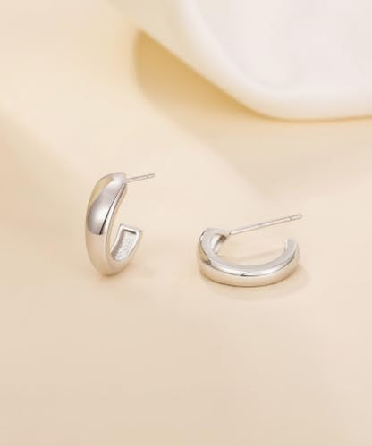 Monkton Huggie Earrings for Women S925 Sterling Silver Open Hoop Earrings - Chic Lightweight Dainty Minimalist Hypoallergenic