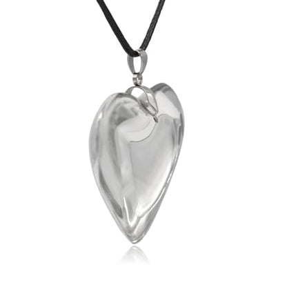 Large Red Semi-Transparent Solid Glass Heart Pendant Necklace - style: Large White