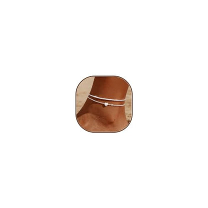 Sterling Silver Ankle Bracelets for Women 14k Gold Waterproof Layered Stackable Non Tarnish Dainty Heart Charm Large Adjustable Anklet for Summer Beach Jewelry Gift - color: SilverA