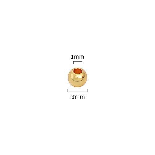 14K Gold Plated Round Spacer Beads 3mm 300pcs for Jewelry Making Findings Non Tarnish - color: 14K Gold, size: 3mm
