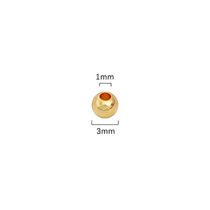 14K Gold Plated Round Spacer Beads 3mm 300pcs for Jewelry Making Findings Non Tarnish - color: 14K Gold, size: 3mm