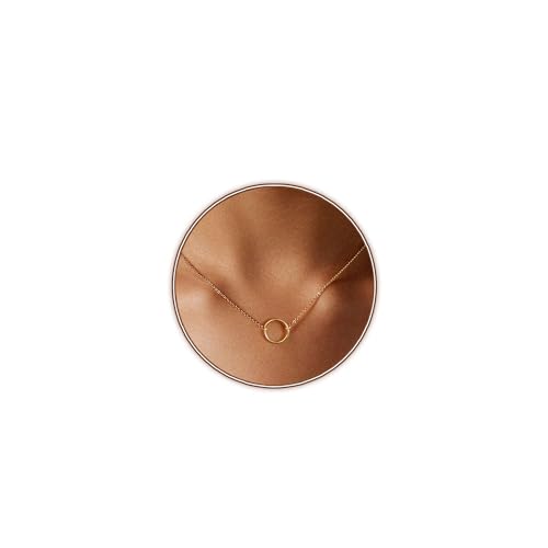 Airmb Gold Layered Necklaces for Women 14k Gold Plated Dainty Stackable Choker Necklaces for Women Trendy Layering Chain Cute Pendant Necklace Set Gold Jewelry for Women - color: Gold Circle