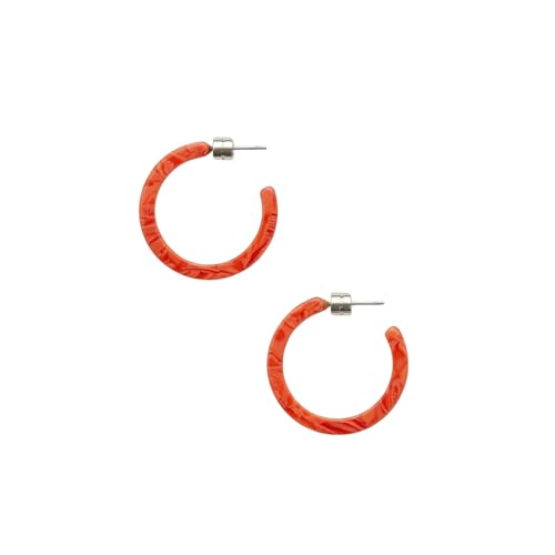 Circle Hoop Earrings Acetate Resin Fashion Jewelry for Women - color: Poppy, size: Mini