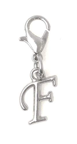 Initial Italic Cursive Stainless Steel Clasp Clip on Charm Graduation Cap Tassel Event Party Invitation Card Baby Shower Birthday Thank You Celebration Personalized Congratulations Choice of 26 Letters - style: Letter F