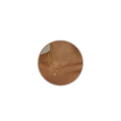 Luxval Diamond Pendant Gold Necklace for Women，Dainty 18k Gold Plated Choker Necklaces Simple Gold Jewelry Gifts for Women - color: Gold-Round CZ Layered