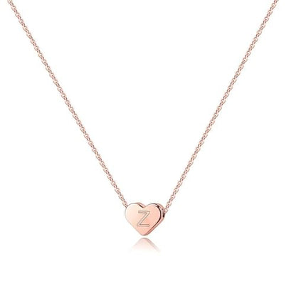 Turandoss Tiny Heart Initial Necklaces for Girls | 14K Rose Gold Plated Heart Pendant Handmade Dainty Letter Initial Necklaces for Teen Girls Jewelry - color: Z
