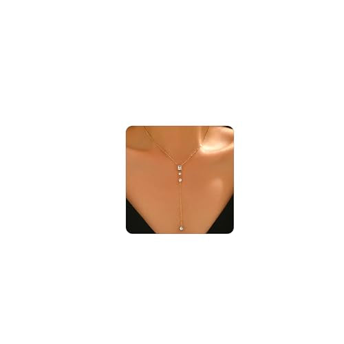 Lariat Necklaces for Women 18K Gold Plated Cubic Zirconia Heart Necklaces Dainty Star Lightning Sun and Moon Necklace Trendy Y Shaped Drop Diamond Necklace - color: 4 CZ Y Necklace-GD