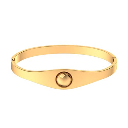 PCY 14K Gold Plated Stainless Steel Oval Bangle Bracelets for Women - 5 Styles Available S/M/L - size: Small