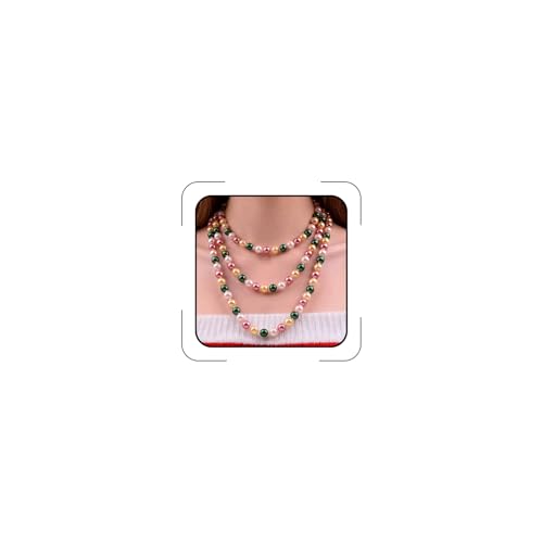 Pearl Necklaces for Women 60'' 70" Long Pearl Necklace 15.75'' Pearl Choker Necklace Chunky Bead Layered Faux Pearl Dangle Wedding Bridal 1920s Gatsby Christmas Costume Jewelry Gifts - color: Colorful-60“