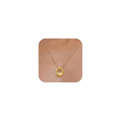 Bheop Initial Necklace for Women, Gold Silver A-Z Bubble Letter Necklace | Chunky Personalized Monogram Name Pendant, Cute Balloon Charm, Dainty Beaded Chain, Trendy Jewelry Gifts, Non Tarnish - color: Gold, style: O