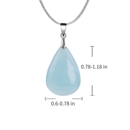 iSTONE 925 Sterling Silver Natural Crytral for Womens Pendant Necklace, Gemstone Birthstone with 17.8" Silver Chain Ladies - color: Aquamarine