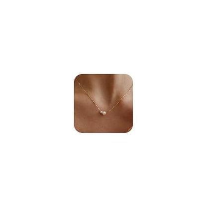 Pearl Necklaces for Women Trendy,Dainty Pearl Pendant Necklace | 14k Gold Plated Elegant Pearl Necklace,Simple Pearl Pendant,Dainty Gold Jewelry,Waterproof Summer Bridal Wedding Accessories - color: GOLD-15